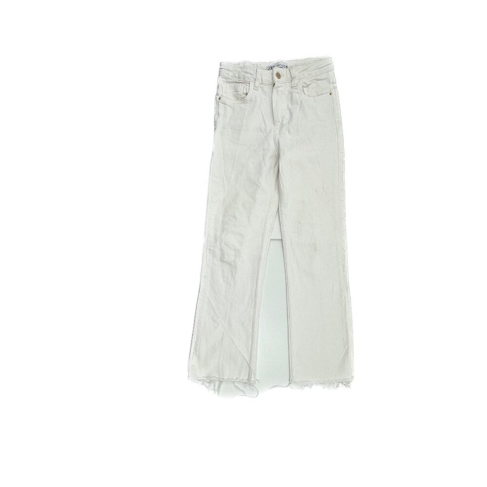 Zara Crop Bootcut Raw Hem Women's size‎ 2 White Denim Jeans